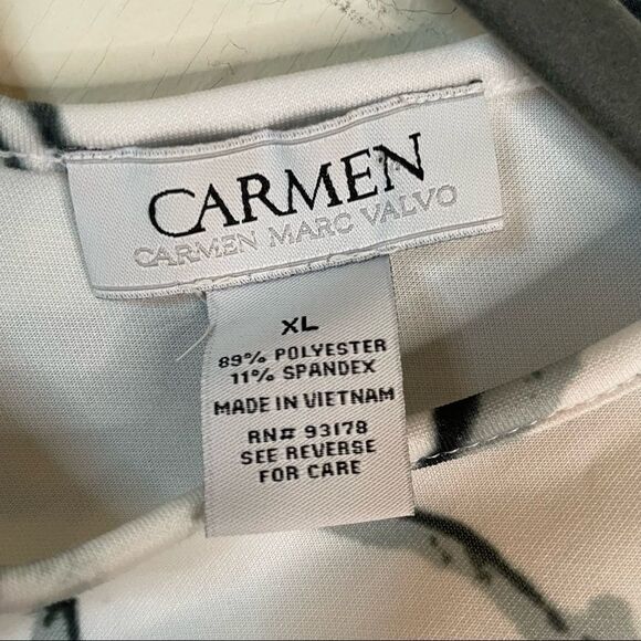 NWT - Carmen Marc Valvo White Marble Print Shift Dress - Picture 3 of 5